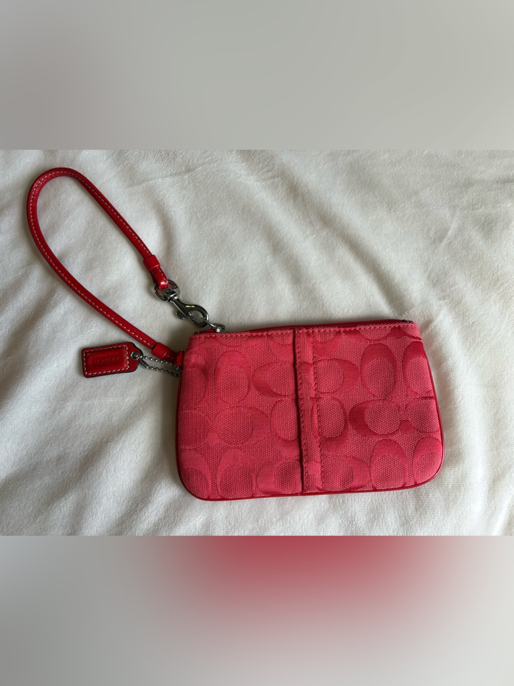 Coach Signature Skinny Wristlet in Cherry Red 🍒